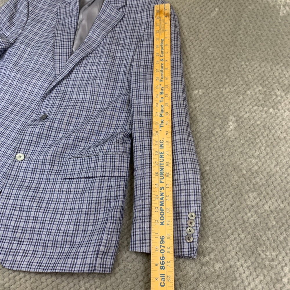 Lauren‎ Ralph Lauren Blazer Mens 44L Blue Plaid Linen Sport Coat 2 Button - Picture 13 of 15